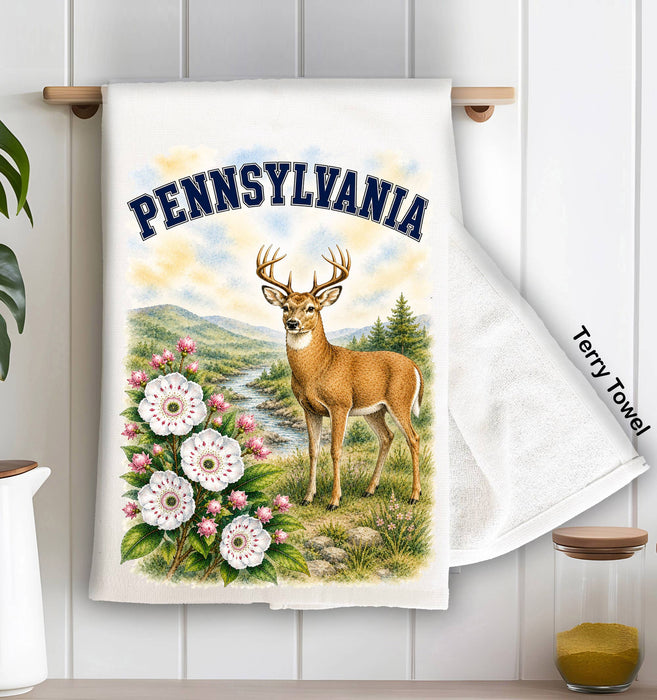 Pennsylvania State Bird and Animal Kitchen Terry Towel