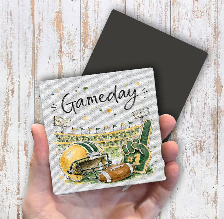 Gameday Football Gold & Green Magnet Fridge