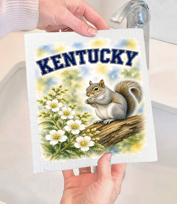 Kentucky State Bird and Animal Swedish Dishcloth