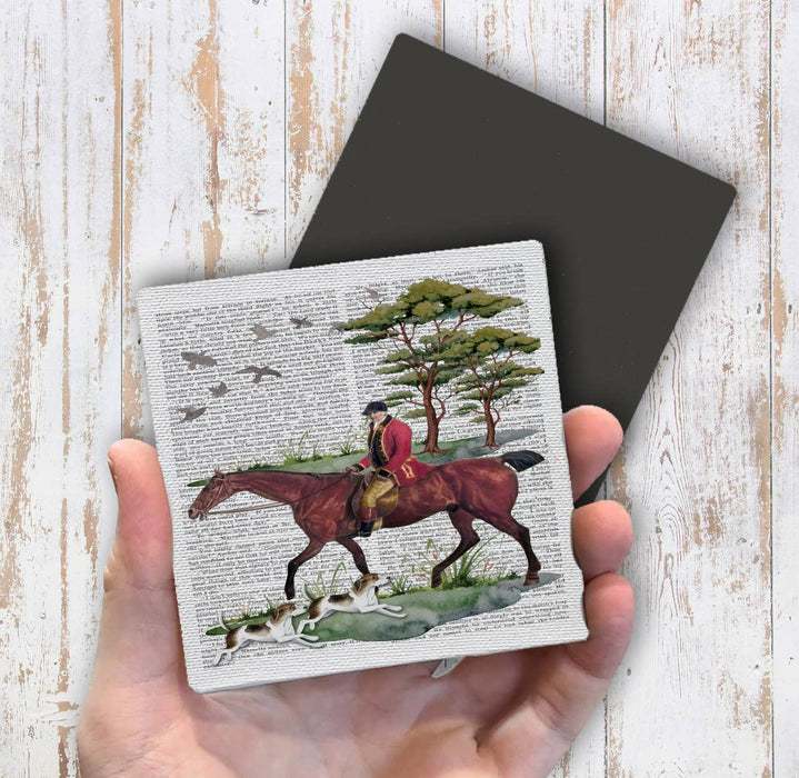 Vintage Fox Hunting Horses Magnet Fridge