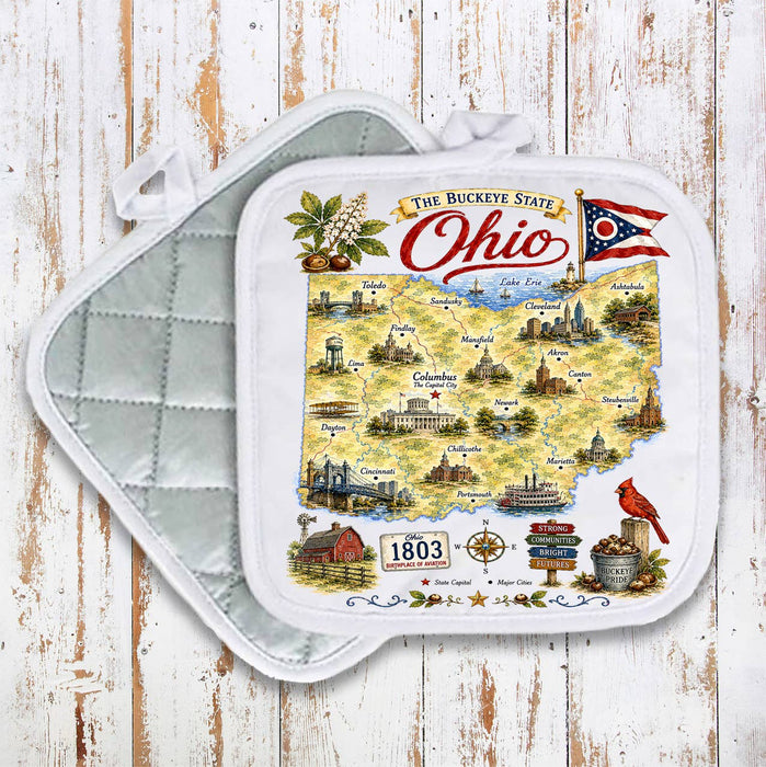 Ohio State Map Landmark Pot Holder
