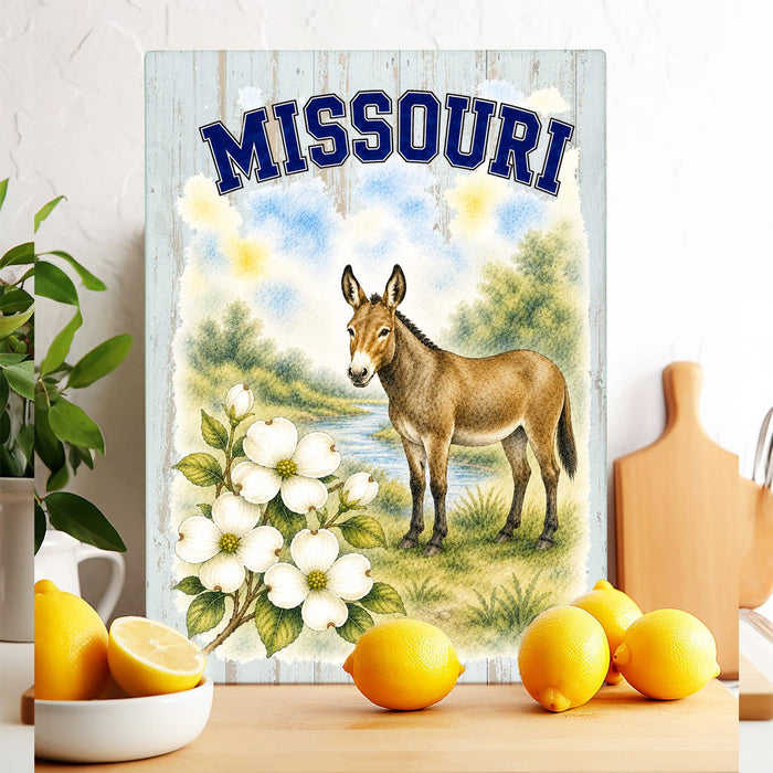 Missouri State Bird and Animal Glass Cutting Board