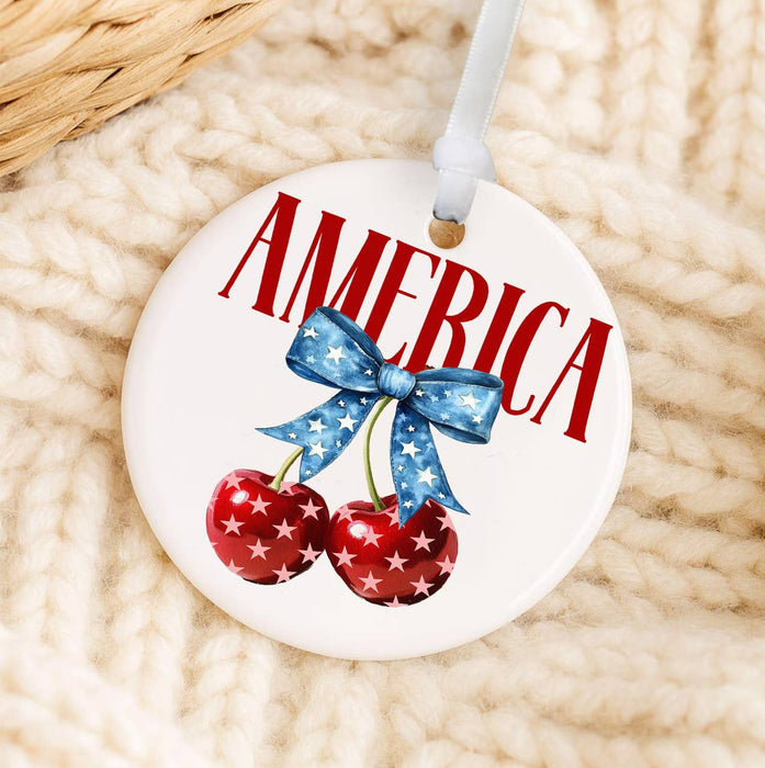 Patriotic Cherry America Ornament