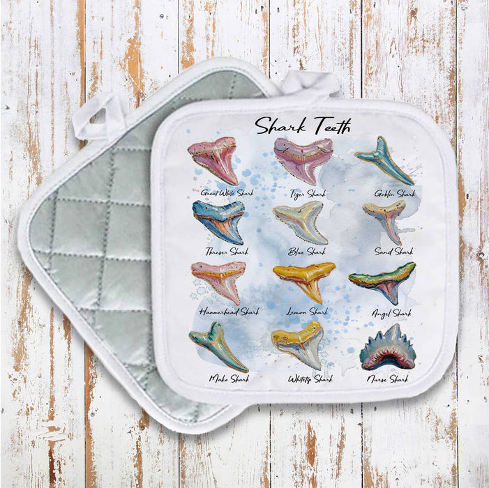 Shark Teeth Variety Coastal Beach Pot Holder Oven Mitt