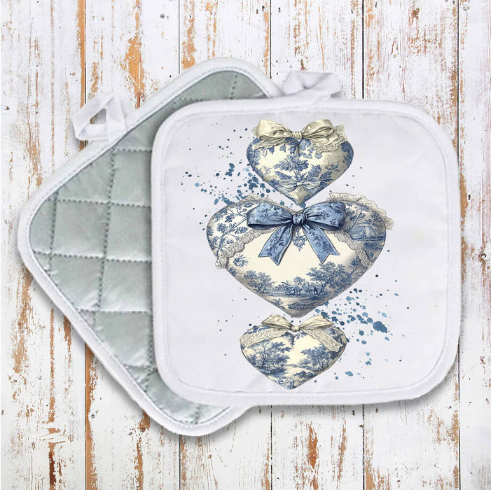 Chinoiserie Blue & White Hearts Valentine Pot Holder