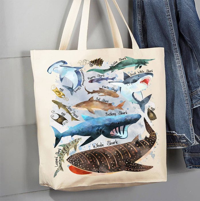Sharks Variety Sea Ocean Coastal Canvas Tote Bag