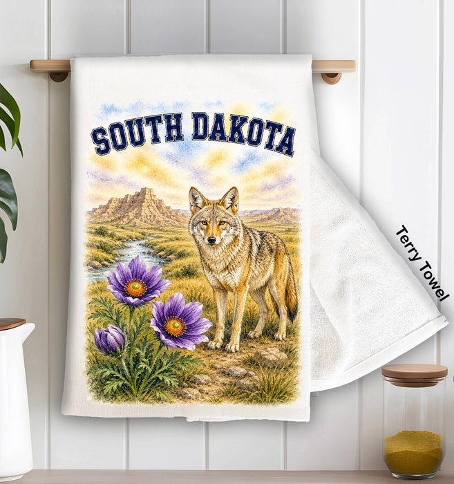 South Dakota State Bird and Animal Kitchen Terry Towel