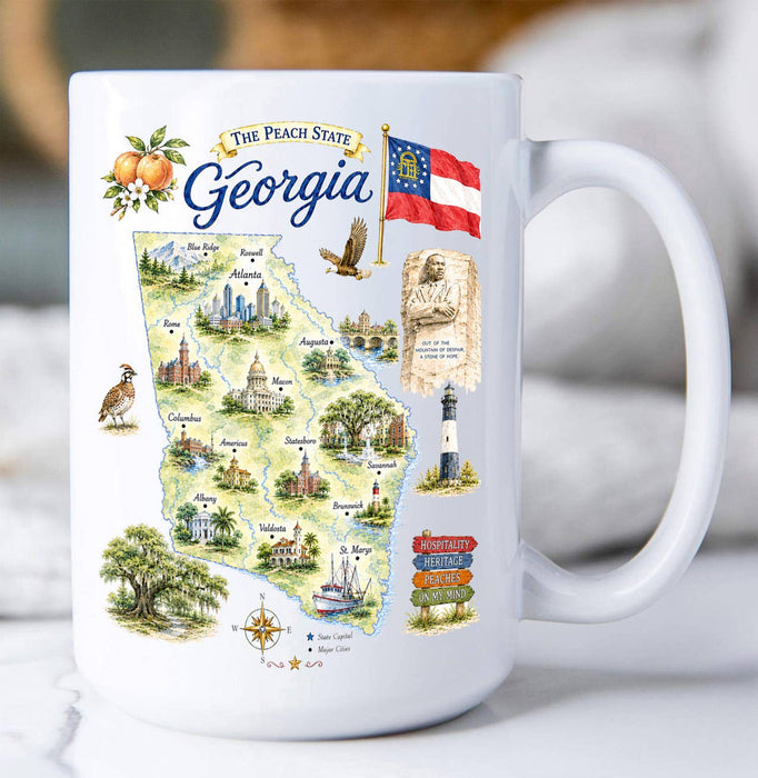 Georgia State Map Landmark Coffee Mug