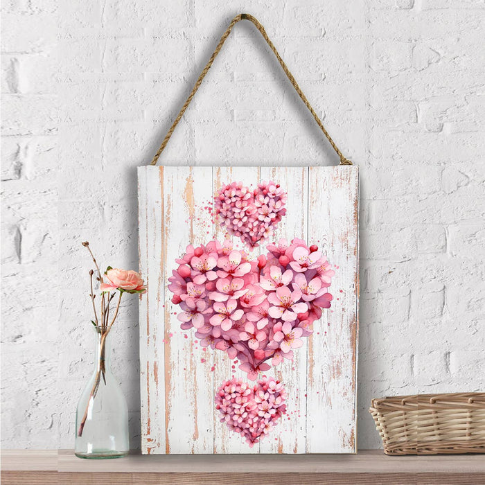 Valentine Pink Blossoms Flower Heart Wall Decor