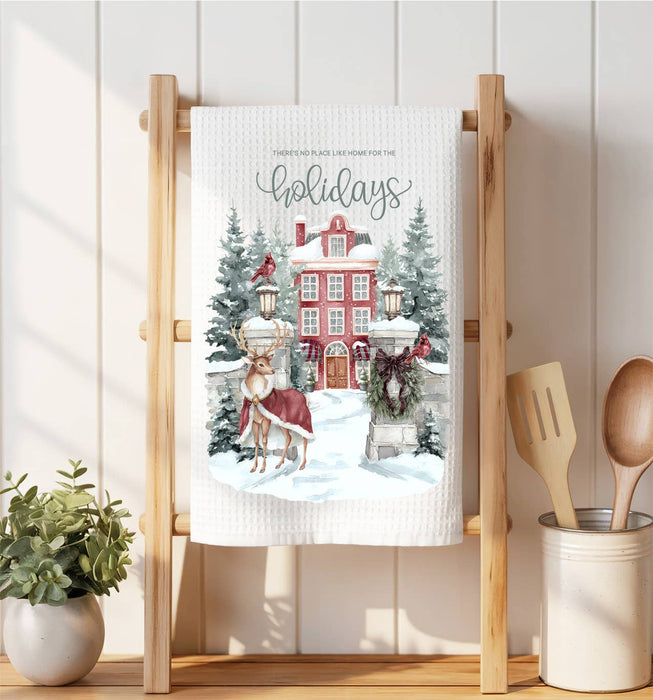 Christmas Home for the Holiday days Waffle Weave Towel