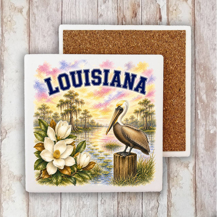 Louisiana State Bird and Animal Stone Coaster