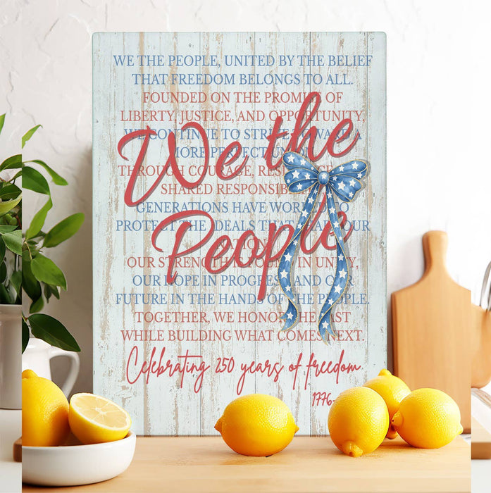 Patriotic Red White Blue 250 Anniversary Glass Cutting Board