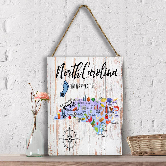North Carolina State Map Souvenir Wall Decor