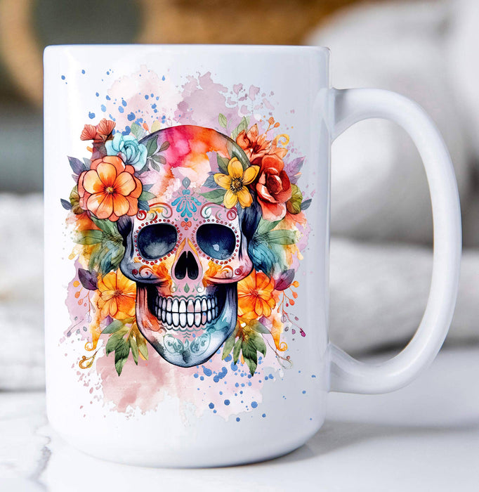 Day of the Dead Colorful Sugar Skull Coffee Mug