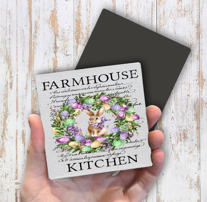 Farmhouse Easter Bunny Wreath Magnet Fridge