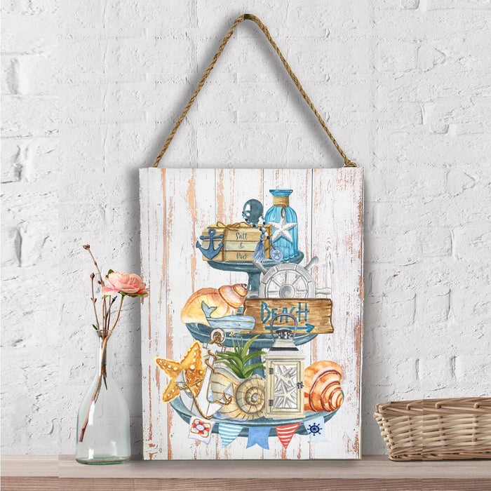 Beach Ocean Sea Shells 3 Tier Tray Wall Decor