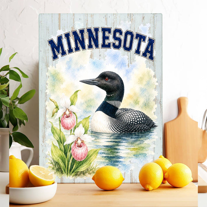 Minnesota State Bird and Animal Glass Cutting Board