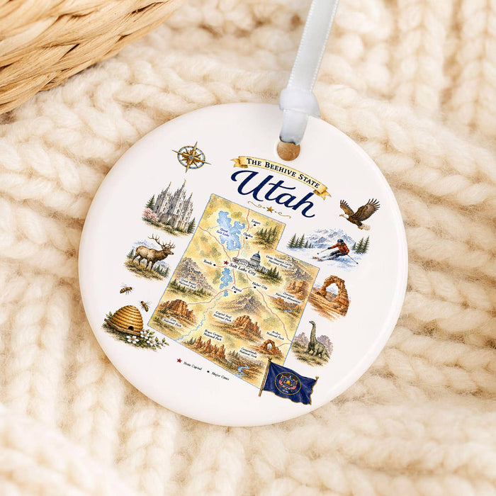 Utah State Map Landmark Ornament