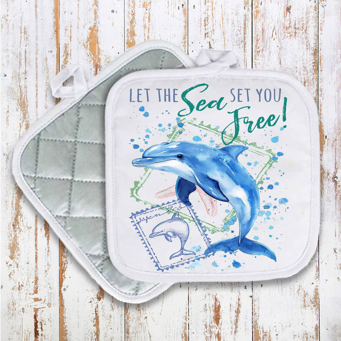 Sea Set you Free Doplphin Ocean Pot Holder Oven Mitt