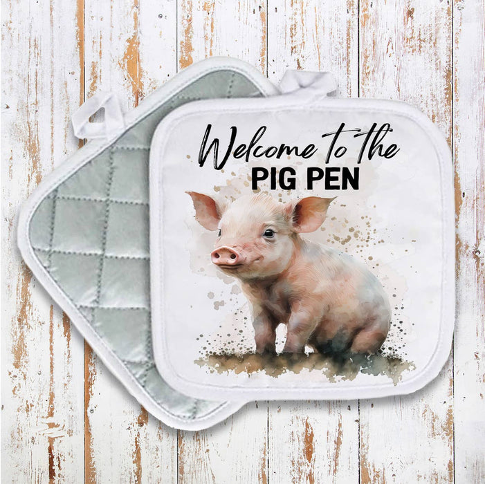 Welcome to the Pig Pen Piglet Pot Holder Oven Mitt