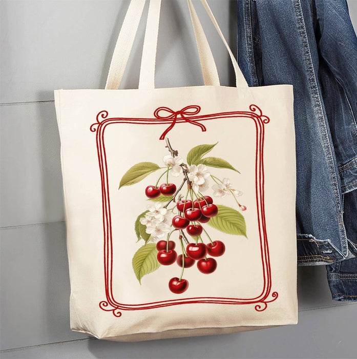 Vintage Cherries Canvas Tote Bag