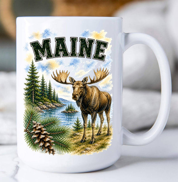 Maine State Bird and Animal Coffee Mug