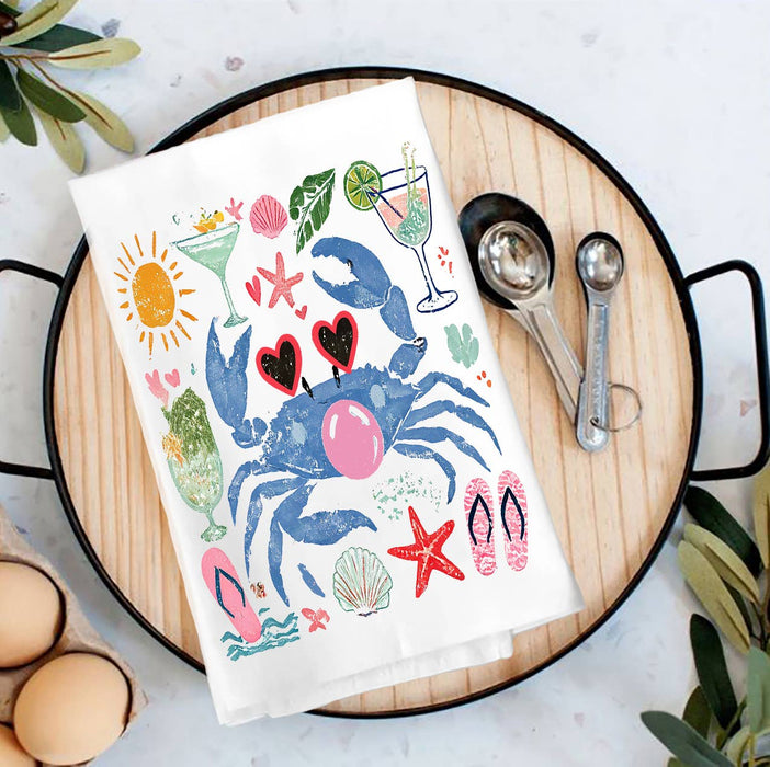 Coastal Blue Grab Blowing Bubble Tea Towel