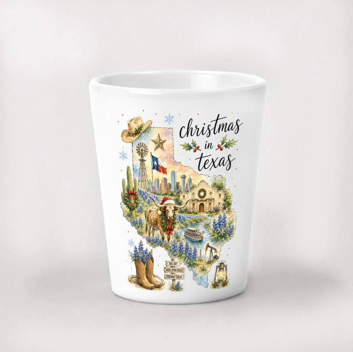 Christmas in Texas State Map Shot Glass
