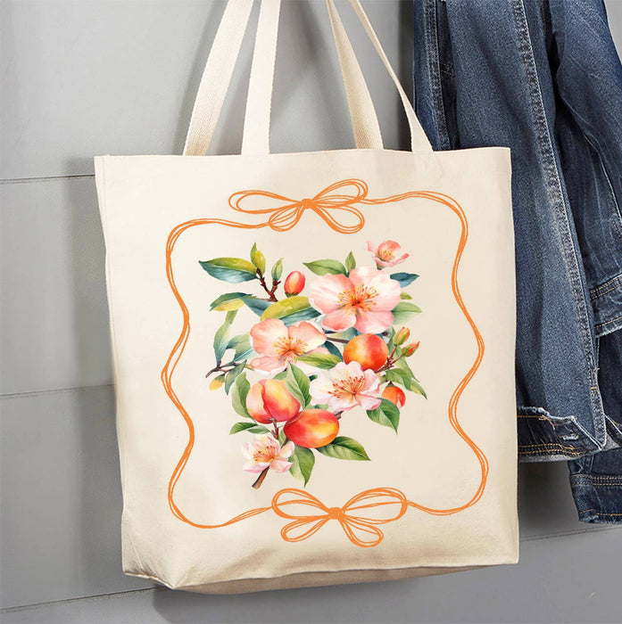 Vintage Peaches Canvas Tote Bag