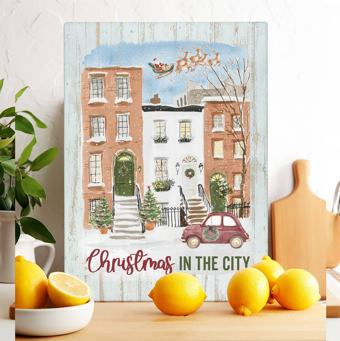 Christmas in the City Houses Glass Cutting Board