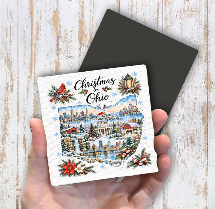 Christmas in Ohio State Map Magnet Fridge
