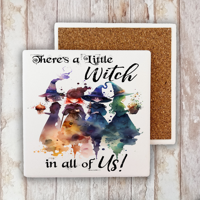 Halloween There's a Little Witch in Us Stone Coaster