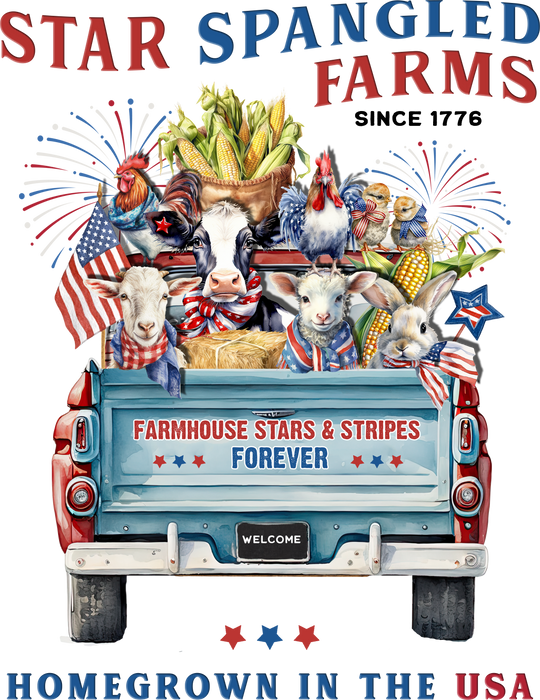 Country 4th of July Patriotic Farm Animals