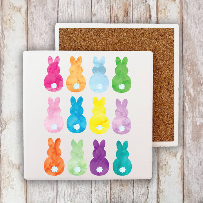 Easter Colorful Bunny Peeps Stone Coaster