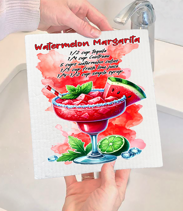 Summer Cocktail Watermelon Margarita Swedish Dishcloth