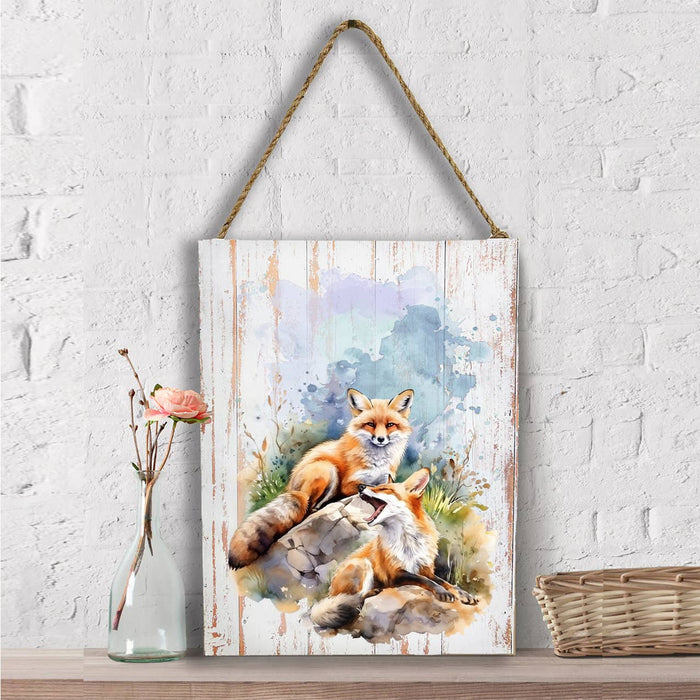 Fox Animal Resting on Rocks Wall Decor