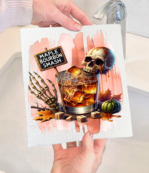 Halloween Maple Bourbon Smash Swedish Dishcloth