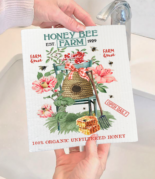 Spring Hony bee Farm Swedish Dishcloth