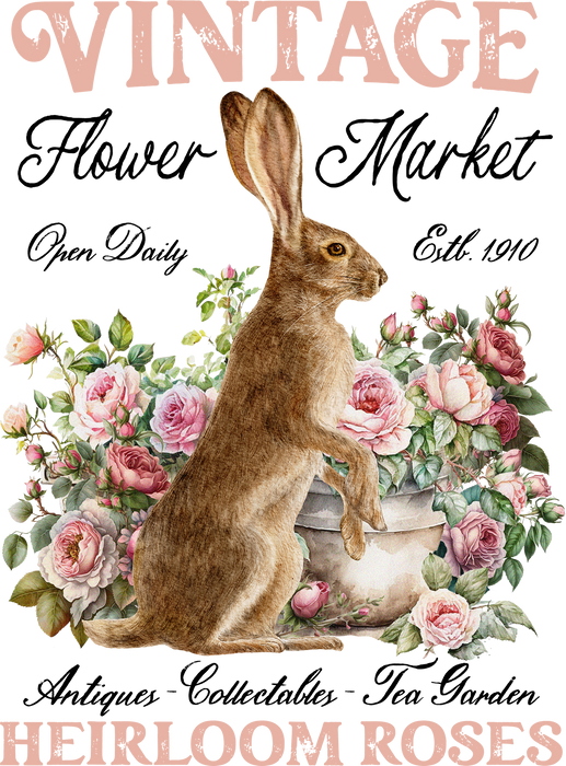 Vintage Easter Bunny Heirloom Roses