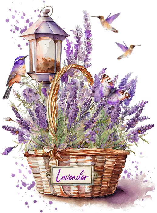 Basket of Lavender Humming Birds