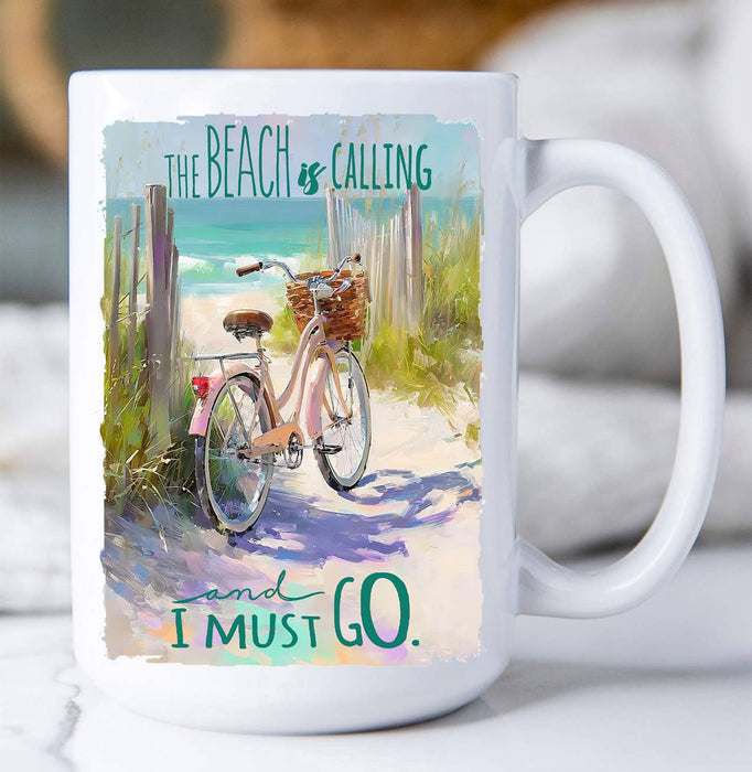 The Beach is Calling Bicycle Coffee Mug