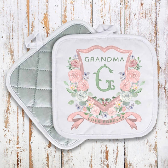 Mother's Day Grandma Floral Crest Pot Holder