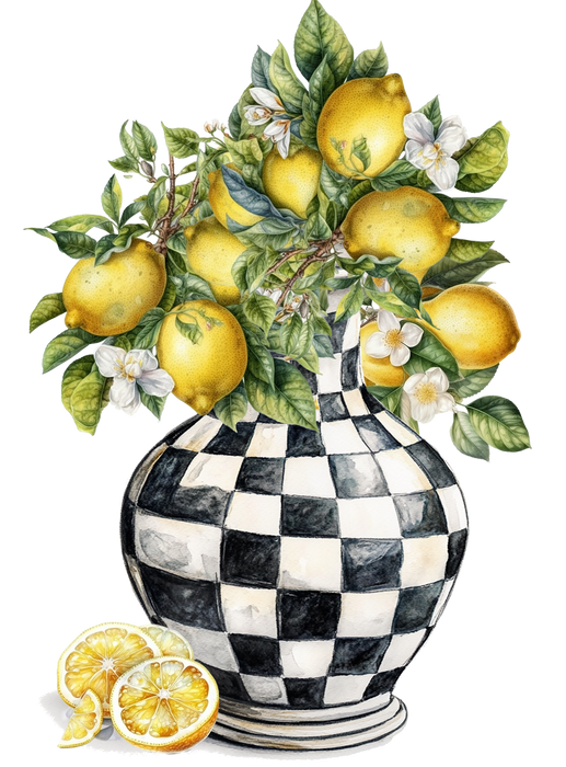 Checkered Vase Lemons