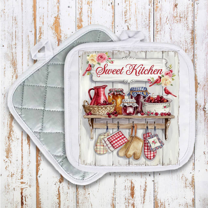 Sweet Kitchen Red Cherries Pot Holder Oven Mitt