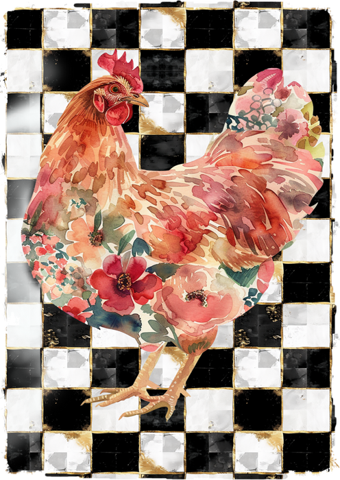 Checkered Coloful Rooster