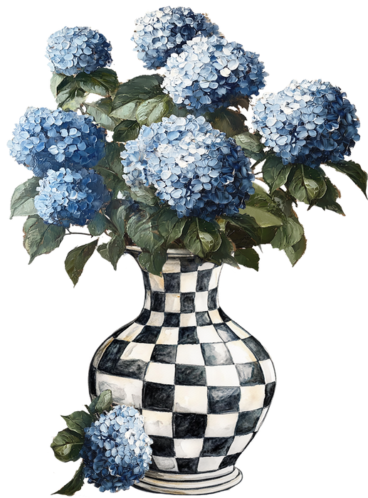Checkered Vase Hyrdrangea