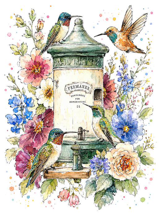 Spring Hummingbirds Flowers Feeder