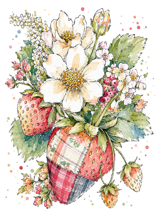 Watercolor Quilted Strawberry