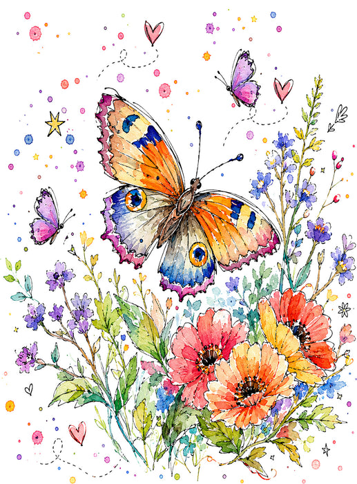 Whimsical Butterflies Flowers