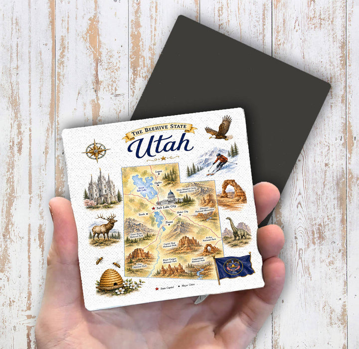 Utah State Map Landmark Magnet Fridge